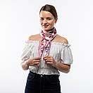 Атласна хустка з квітковим принтом 90х90см Лілова, фото 4