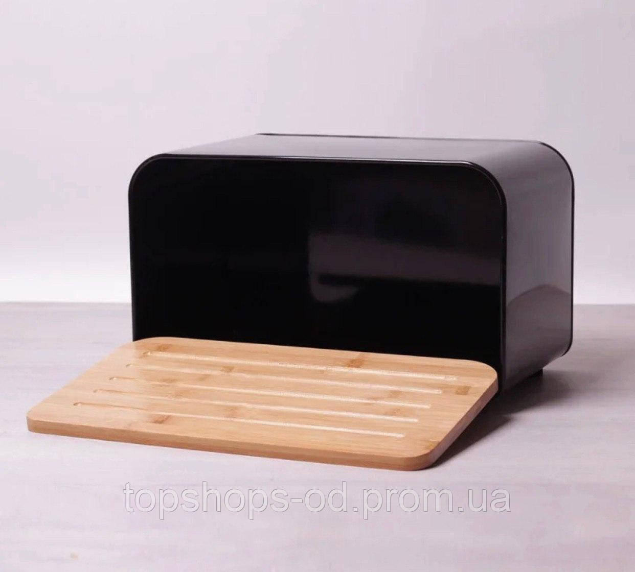 Хлібниця Kamille 35*20*21.5 см із нержавіючої сталі з кришкою бамбуковій