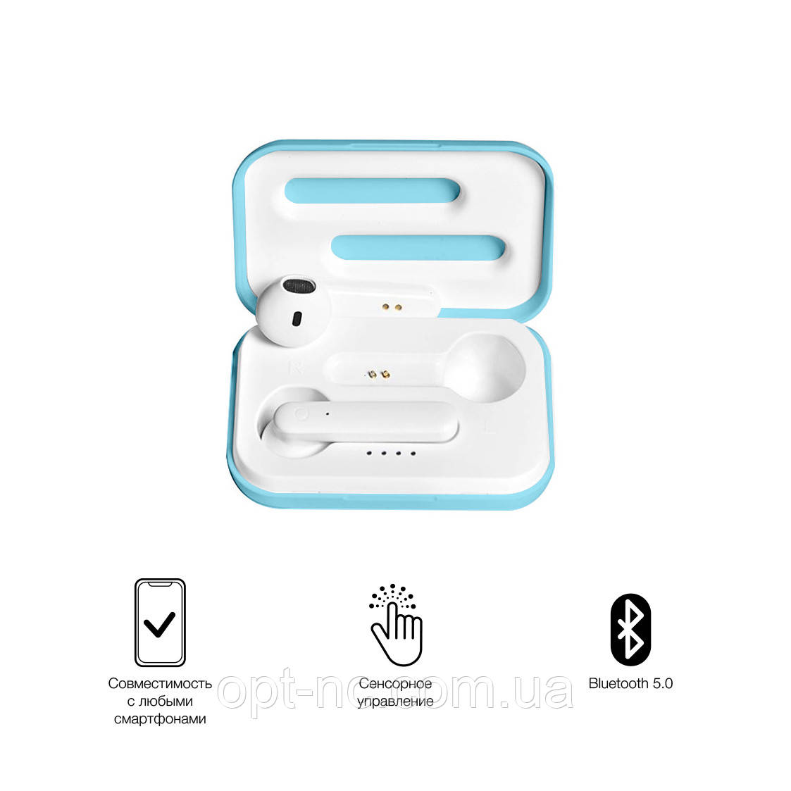 Бездротові bluetooth-навушники TWS K88 Блакитні