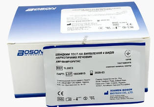 Быстрый тест на выявление четырех наркотических веществ, тест-карта