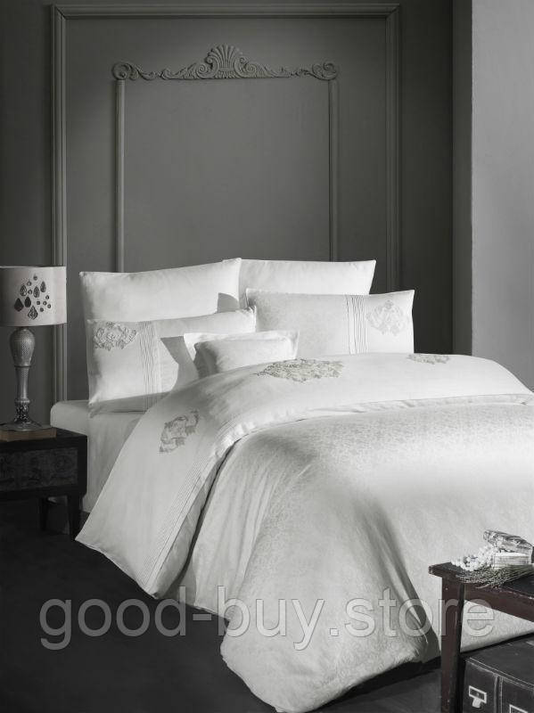 First choice Mirabel Krem-Cream vip сатин постільна білизна евро 200х220