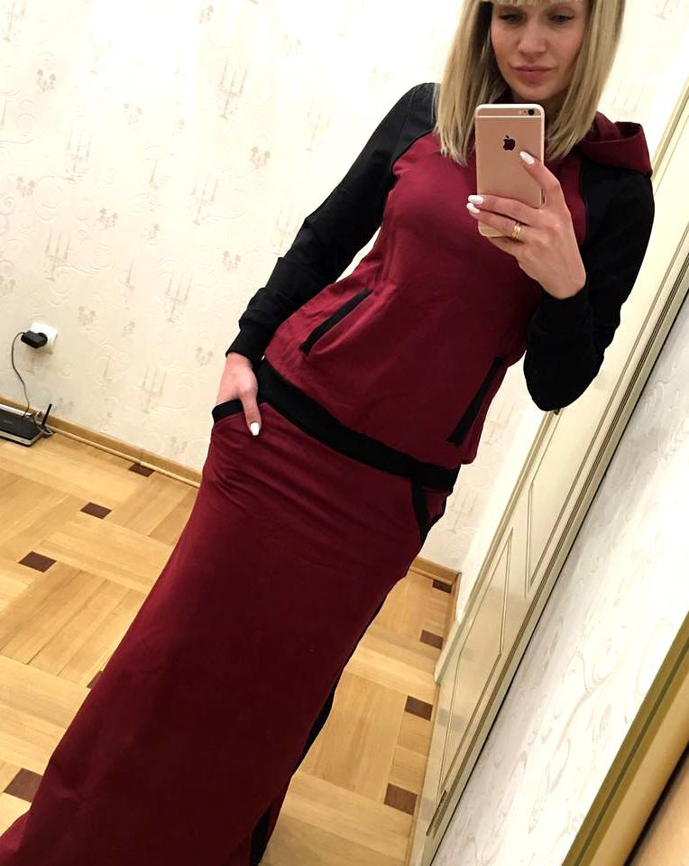 Костюм жіночий максі спідниця та кофта з капюшоном, фото 1