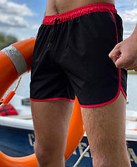 Плавальні шорти чоловічі стильні літні якісні чорні з червоною окантовкою Intruder