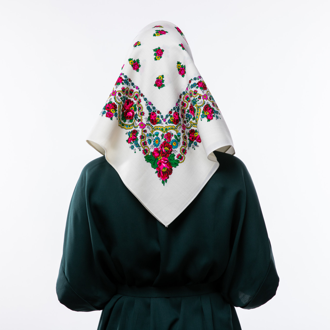 Японська вовняна хустка 75х75см Біла, фото 1