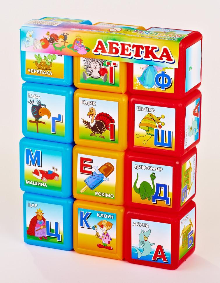 Дитячі розвиваючі кубики алфавіт і предмети "Абетка" MToys, 12 шт