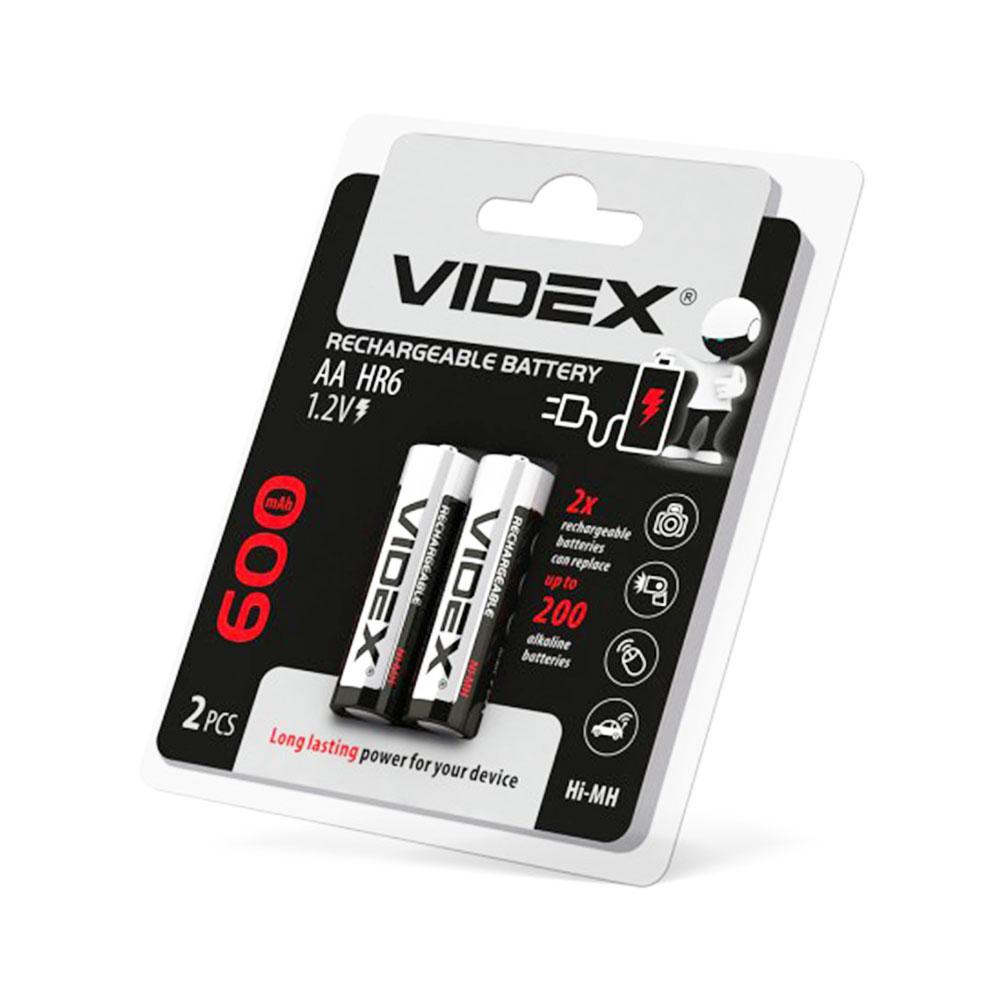 Акумулятори AA (HR6) Videx Rechargeable 600mAh (1.2v) 2шт., фото 1