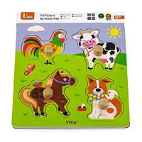 Детская деревянная игрушка Viga Toys "Рамка-вкладыш: Ферма", разноцветный