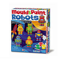 Детский набор для творчества для создания магнитов из гипса 4M Роботы, фигурки роботов на магнитах