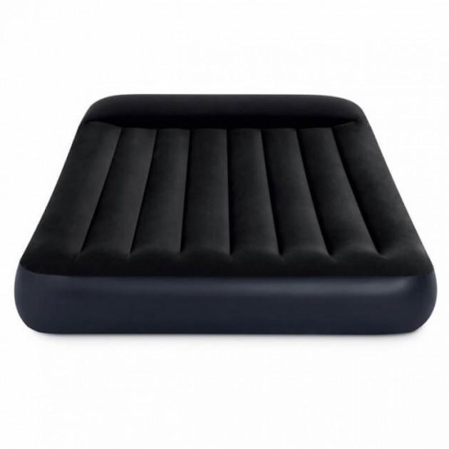 Матрас надувной велюровый Intex со встроенным электронасосом, 137х191х25 см, черный - фото 4 - id-p1188260080