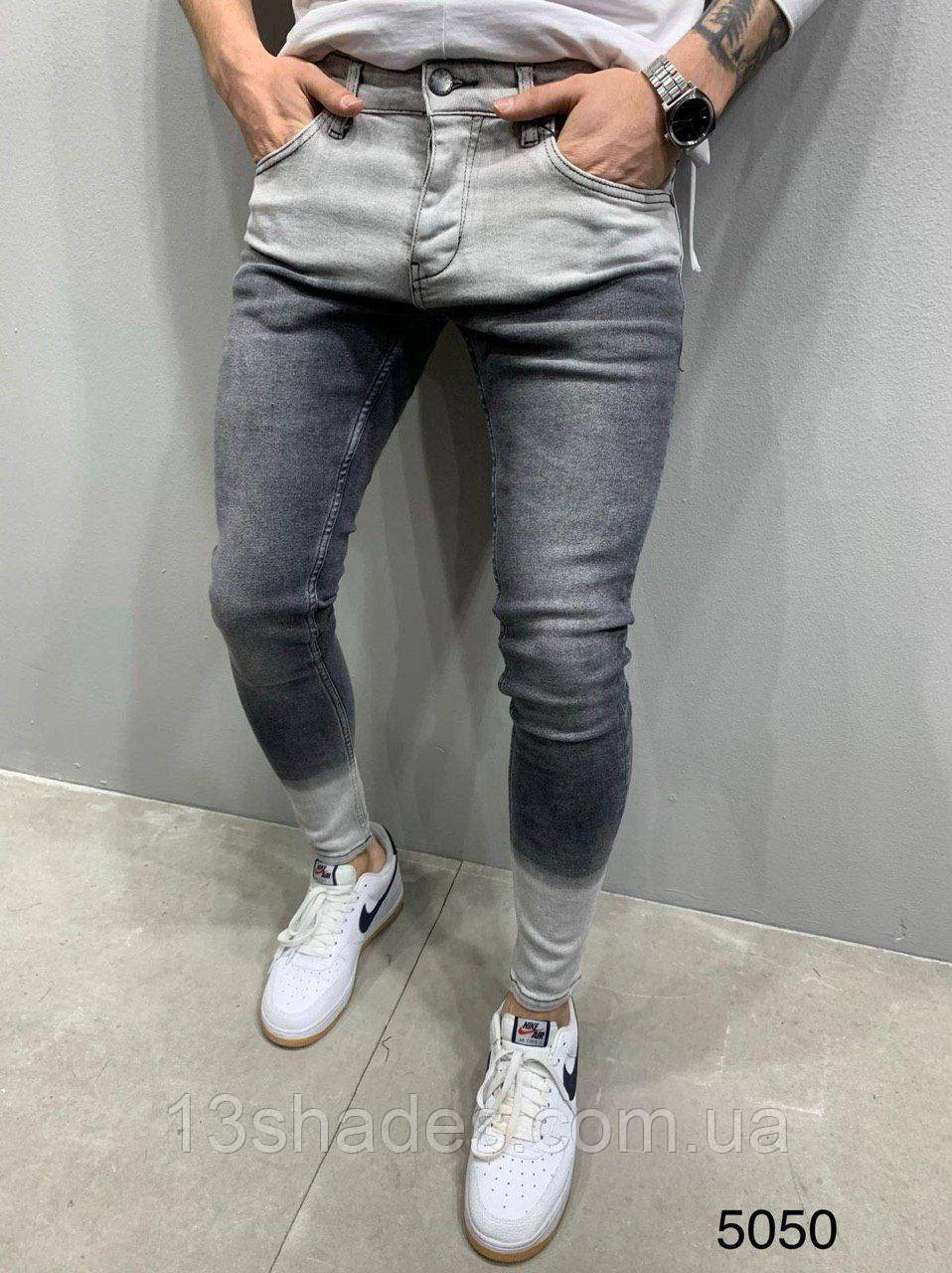 Джинси чоловічі вузькі рванки Slim Fit слім фіт чорний Київ