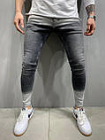 Джинси чоловічі вузькі рванки Slim Fit слім фіт чорний Київ, фото 3