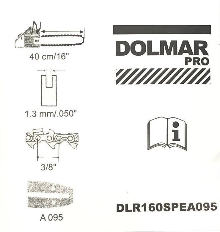 Шина для пилы DOLMAR РМ-56 шаг 3/8 паз 1.3mm/050 (для HS236/240/135/140) (160/095) - фото 3 - id-p1188276780