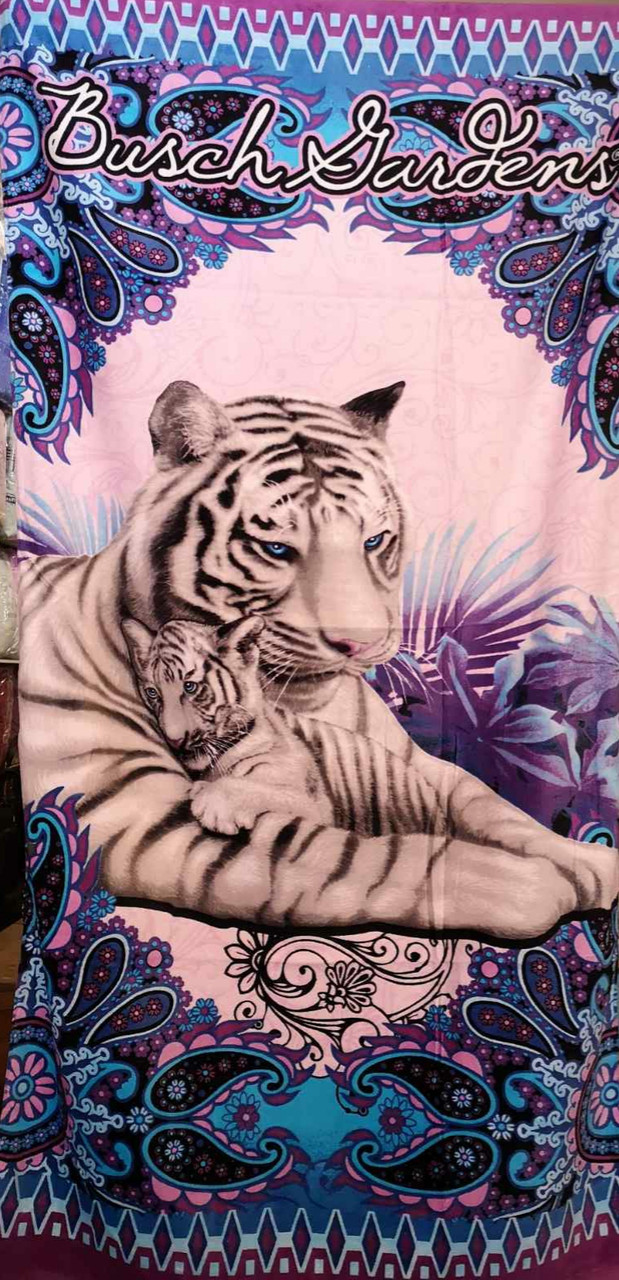 Пляжний рушник 75х150 Білий тигр, фото 1