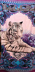 Пляжний рушник 75х150 Білий тигр