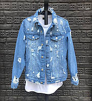 Джинсова куртка джинсовка рванка рукавиця блакитна Київ