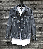 Джинсова куртка джинсовка рванка рукавиця чорний Київ