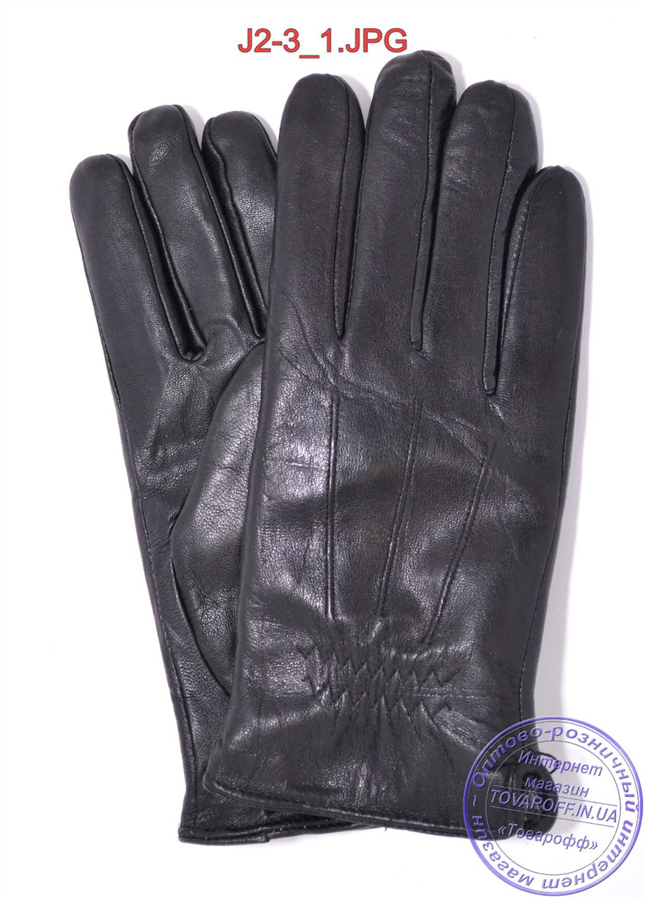 Оптом подростковые кожаные перчатки с махровой подкладкой - №J2-3 - фото 1 - id-p158288388