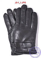 Подростковые кожаные перчатки с махровой подкладкой - №J3-1