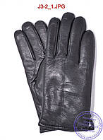 Подростковые кожаные перчатки с махровой подкладкой - №J3-2