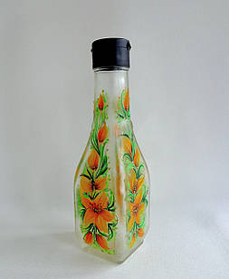 Декоративна пляшка з авторським розписом "Помаранчеве літо"
