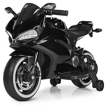 Дитячий Мотоцикл HONDA на акумуляторі чорний(різні кольори), шкір. сидіння, світло/звук, колеса EVA, M 4104ELS-2