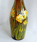 Декоративна коричнева інтер'єрна пляшка з авторським розписом "Золоті трави", фото 3