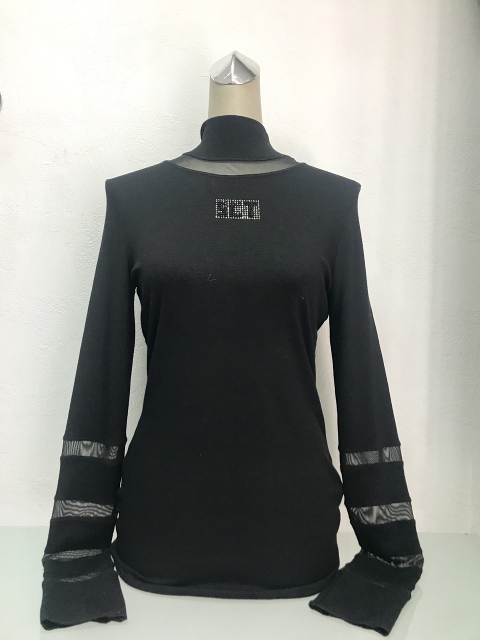 Водолазка жіноча Societa чорна з прозорими вставками., фото 1