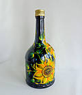 Декоративна інтер'єрна пляшка з авторським розписом "Жовті соняшники польові", фото 6