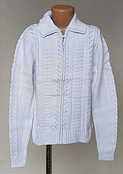 Дитяча біла кофта « Zishao» на блискавці з високим коміром (116-152 р)