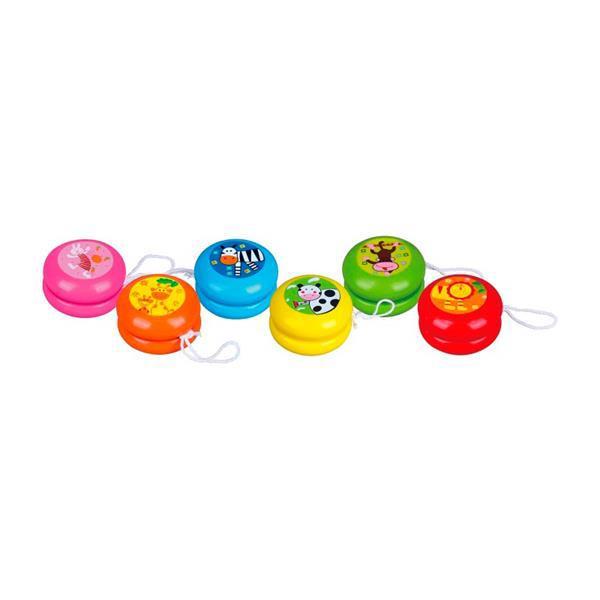 Детская деревянная игрушка Viga Toys Йо-йо состоит из двух одинаковых дисков, 12 шт. в дисплее, разноцветная - фото 2 - id-p1188259571