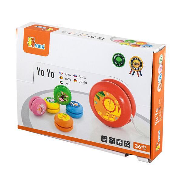 Детская деревянная игрушка Viga Toys Йо-йо состоит из двух одинаковых дисков, 12 шт. в дисплее, разноцветная - фото 3 - id-p1188259571