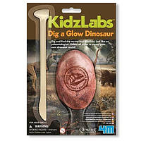 Детский набор для раскопок 4M Светящийся динозавр, спрессованный брикет из глины, динозавр