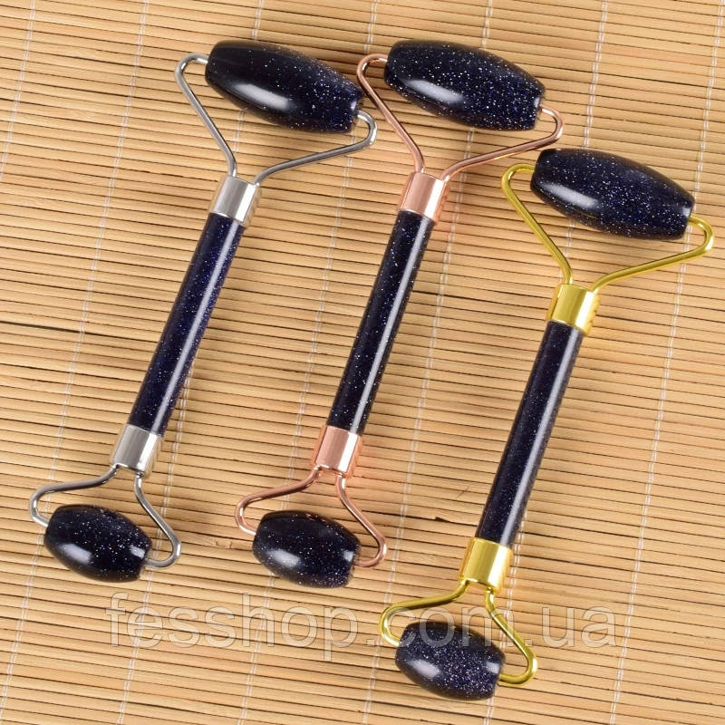 Подвійний масажний ролик Blue Goldstone "Авантюрин"