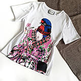 Стильна футболка з яскравим оригінальним малюнком птиці, фото 2