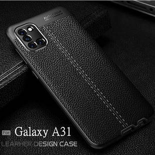 Чохол для Samsung Galaxy A31 A315F чорний силіконовий текстура шкіри (самсунг а31)