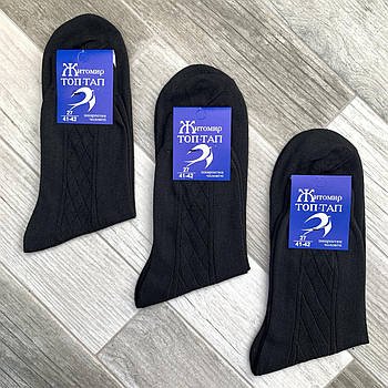 Шкарпетки чоловічі демісезонні гладкі бавовна Топ-Тап, м. Житомир, 31 розмір, чорні, 413