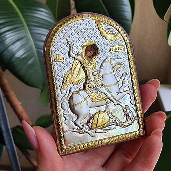 Ікона в сріблі Святий Георгій Победоносей открытй лик