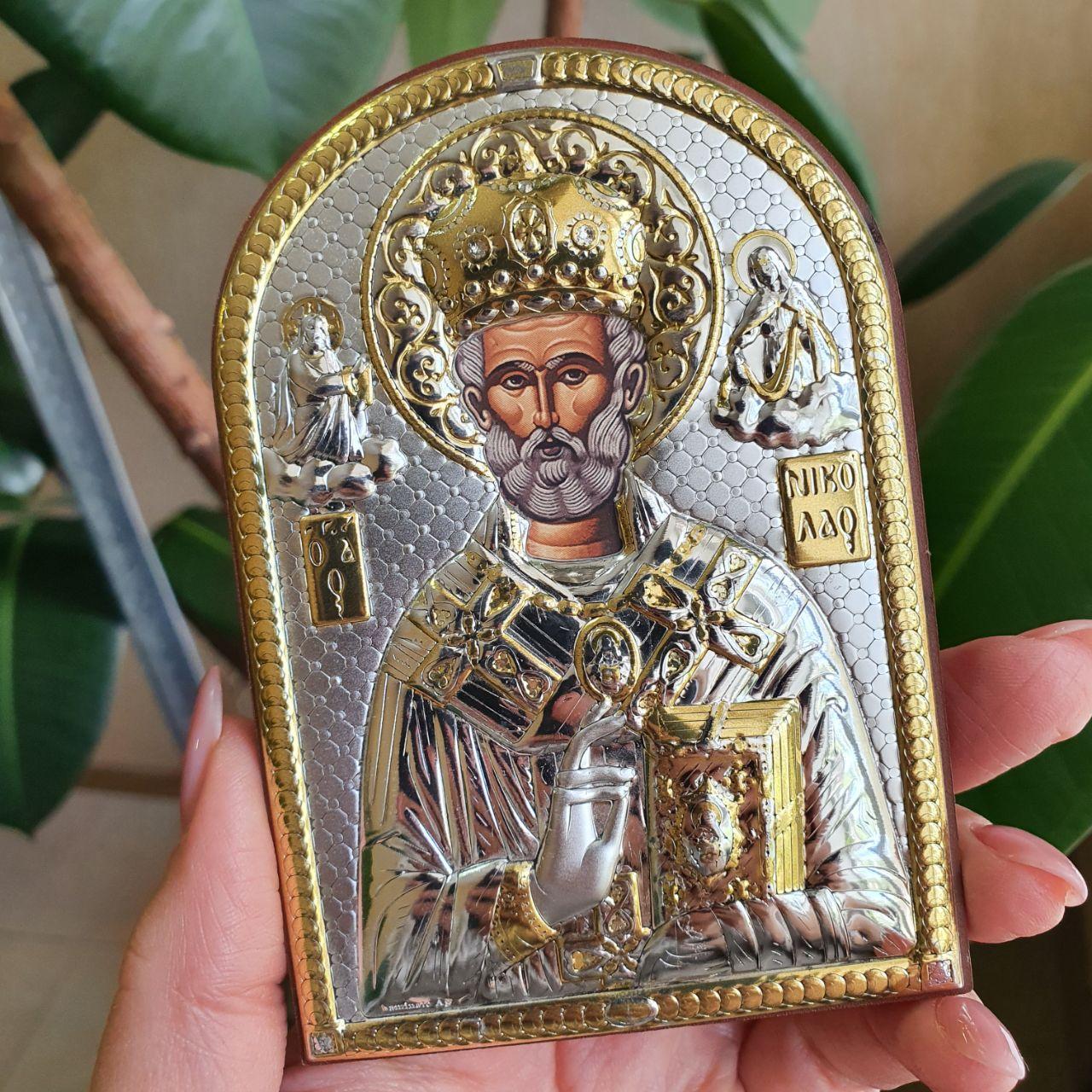 Ікона в сріблі Святий Миколай Чудотворець открытй лик