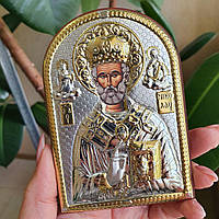Икона в серебре Святой Николай Чудотворец открытй лик