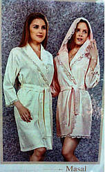 Халат жіночий з капюшоном Tivolyo Home MASAL кремовий, Молочний L