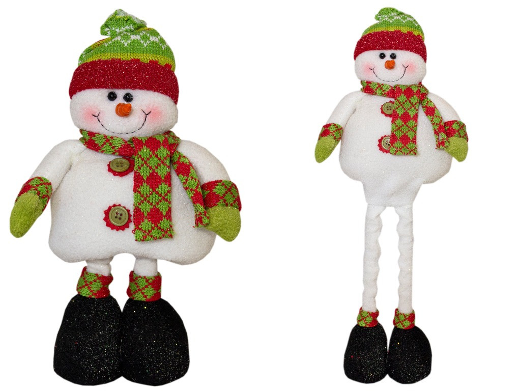 Новорічна декорація - сніговик на висувних ніжках, 0,5 м, білий, метал, поліестер (000982-2), фото 1