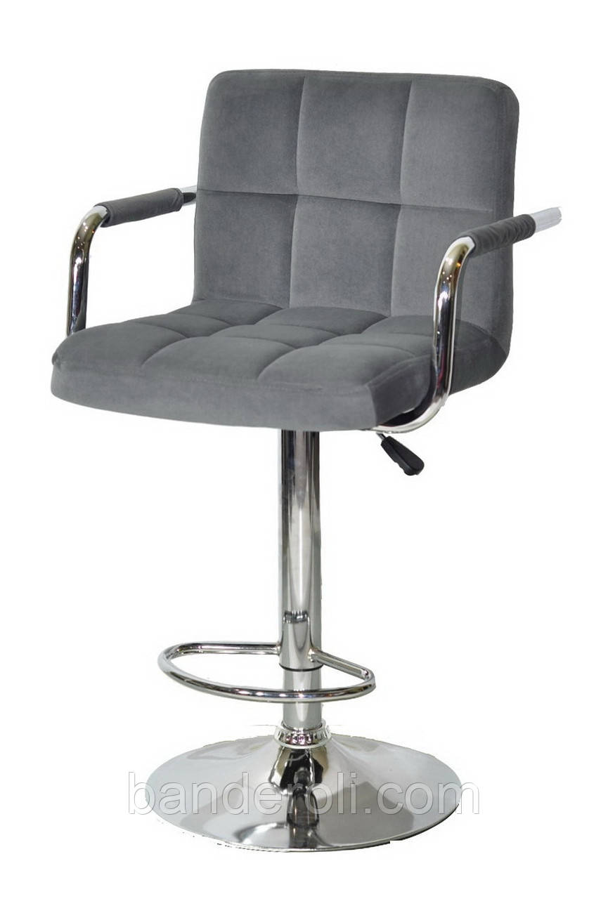 Барне крісло Arno Arm BAR CH-Base сірий велюр (оксамит) з підніжкою і підлокітниками, з регулюванням висоти, фото 1