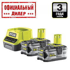 2 Акумулятора 5.0 Ач ONE+ Li-Ion + зарядний пристрій Ryobi RC18120-250(18 В, 5 А/ч)