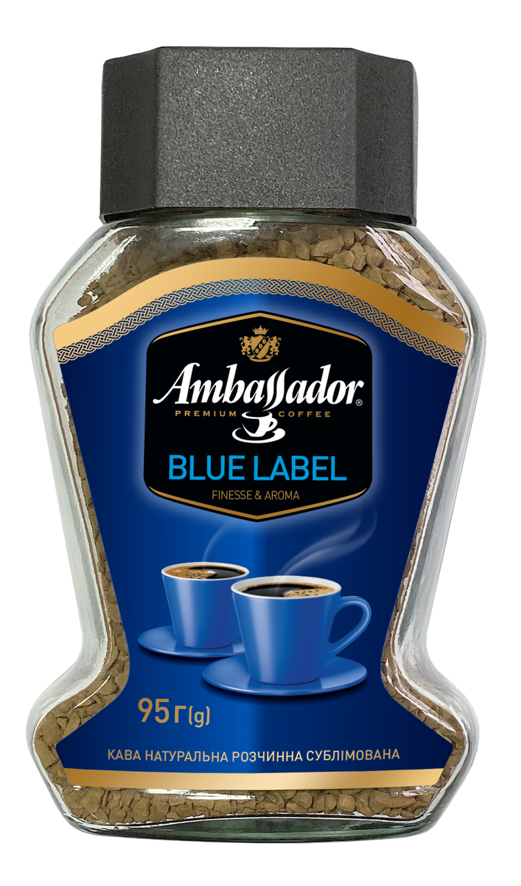 Кава Амбасадор розчинна Blue Label 95 грамів у скляній банці