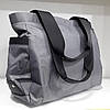 Сумка жіноча тканинна сіра на плече з двома ручками та трьома кишенями для документів модна Dolly 476, фото 6