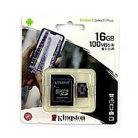 Карта пам'яті Kingston Micro SD 16GB Class 10 + SD адаптер