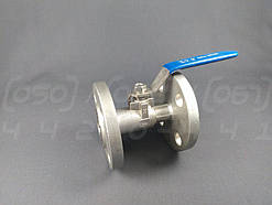 Кран нержавіючий Ду 15 (1/2") фланцевий однокорпусний кульовий Ру16 повнопрохідний
