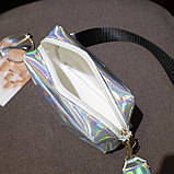 Дефект! Жіноча голографічна сумка через плече дитяча сумка LITTLE BEAUTY сіра біла срібна, фото 7