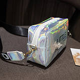 Дефект! Жіноча голографічна сумка через плече дитяча сумка LITTLE BEAUTY сіра біла срібна, фото 8