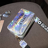 Дефект! Жіноча голографічна сумка через плече дитяча сумка LITTLE BEAUTY сіра біла срібна, фото 10